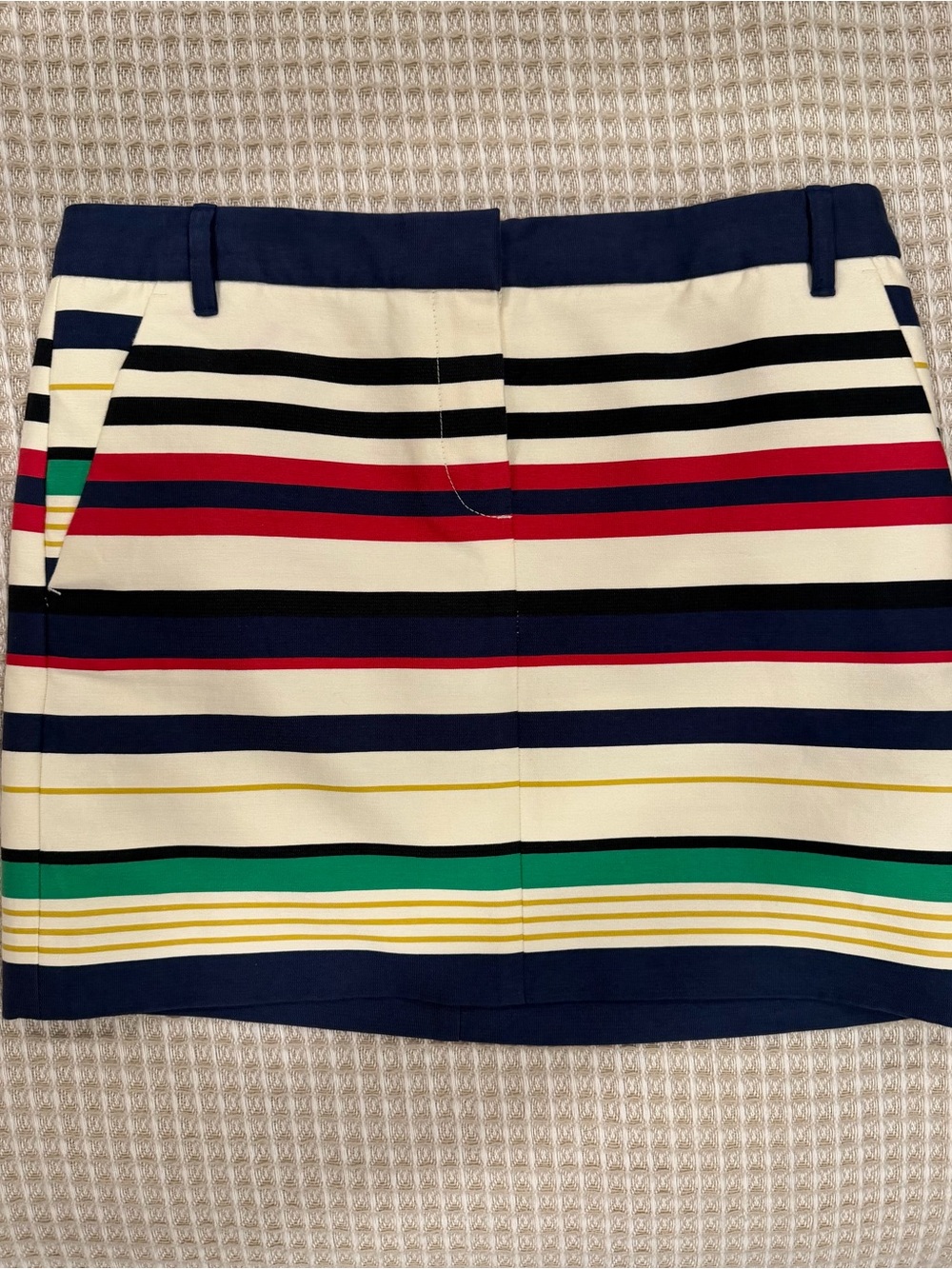 J. Crew Factory Navy, Ivory & Red Striped Mini Skirt